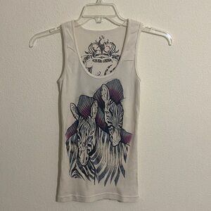 NWOT KEY CLOSET Y2K Streetwear Zebra Print Tank Top Women’s Size M